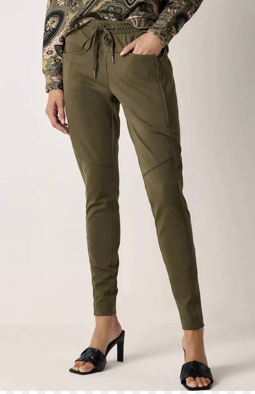 Summum Punto Milano Sporty Jogger Trousers in Khaki Green. Size 36 or 0 US